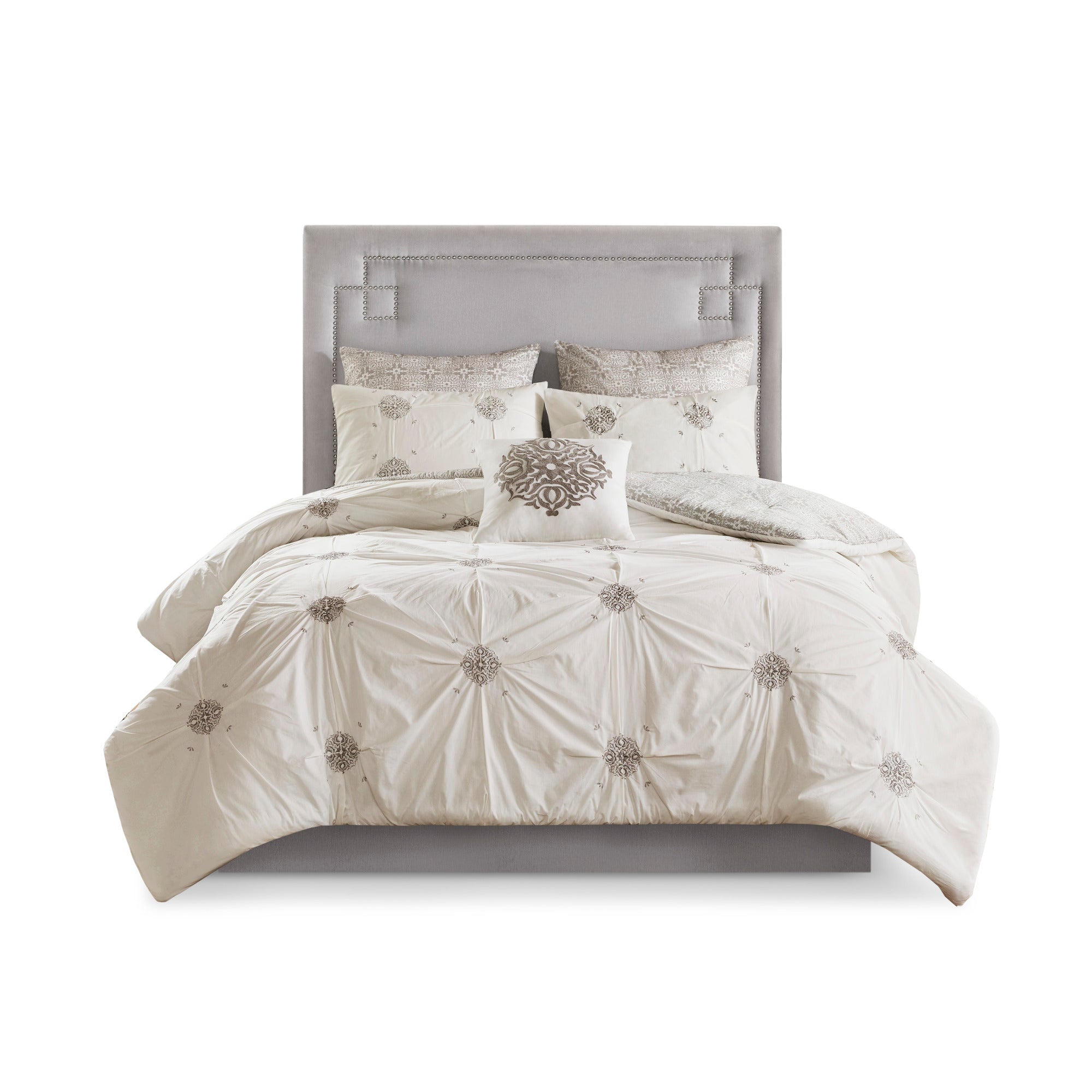 掛け布団 6点セット 海外キングサイズ Malia 6 Piece Embro Malia 6 Piece Embroidered Cotton Reversible Comforter Set