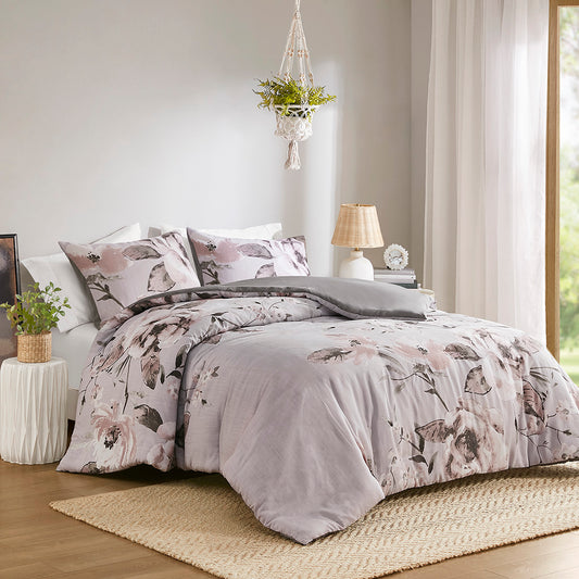 Madison Park 3 Piece Floral Printed Duvet Cover Set