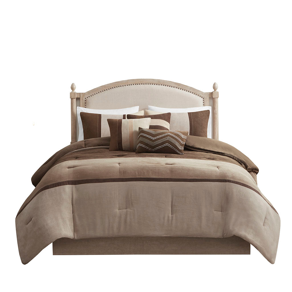 Madison Park 7 Piece Faux Suede Comforter Set