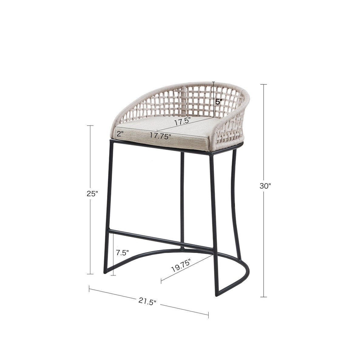 Madison Park Woven Counter Stool 25"