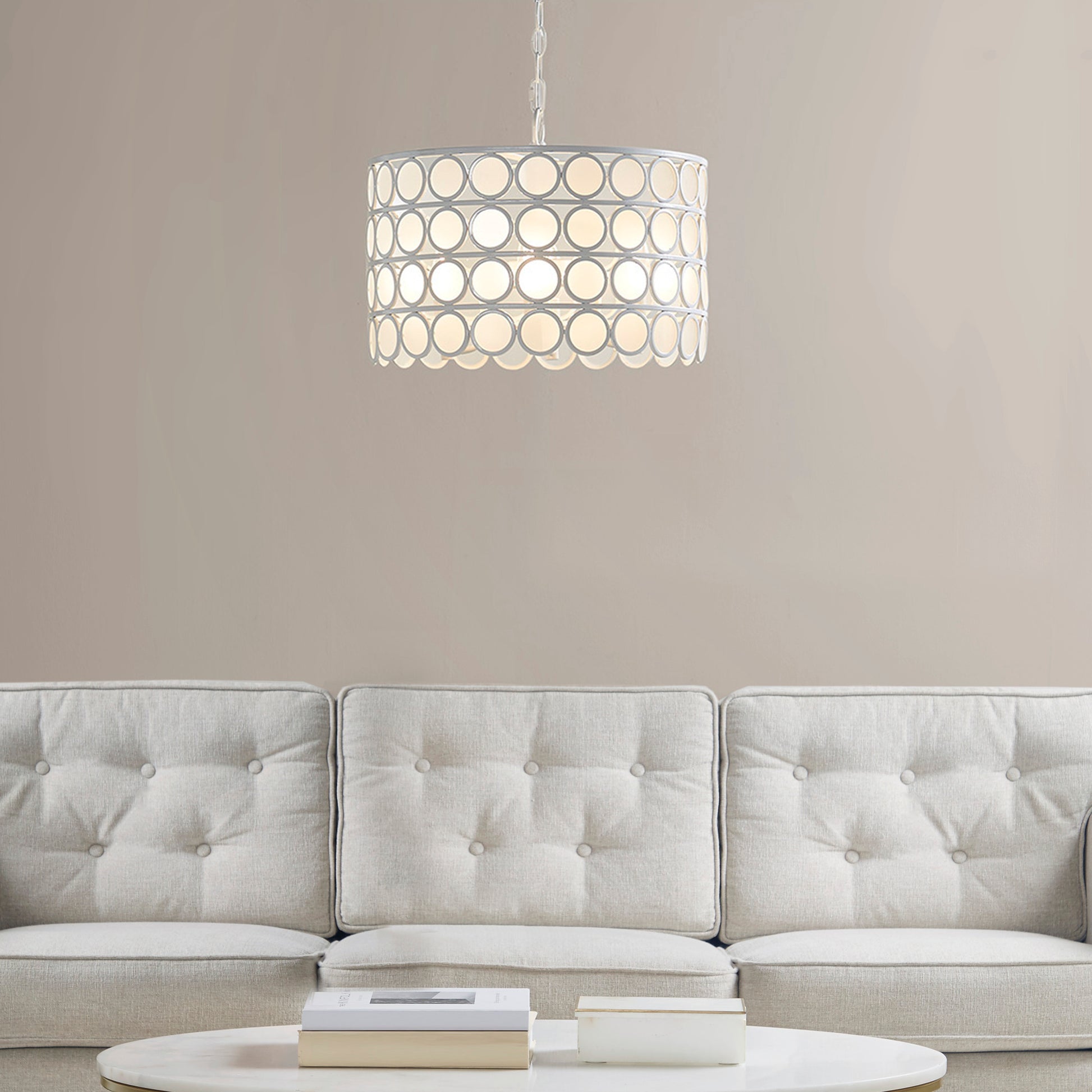 Hampton Hill 4-Light Glass Drum Shade Chandelier