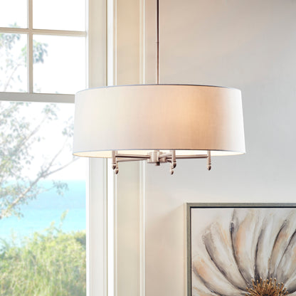 Hampton Hill Presidio 5-Light Dimmable Chandelier with Drum-shaped Fabric Shade & Adjustable Height