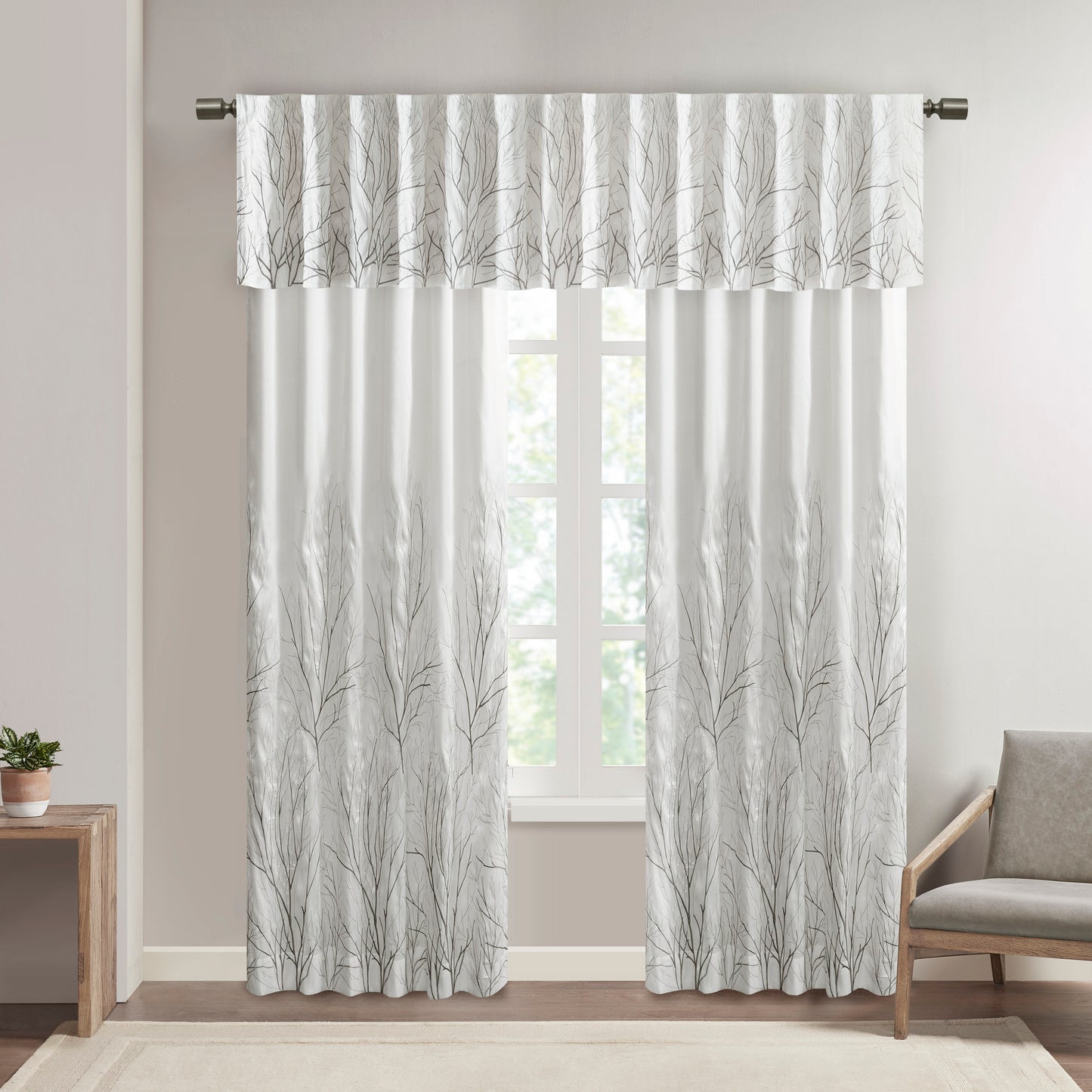 Madison Park Faux Silk Embroidered Window Valance