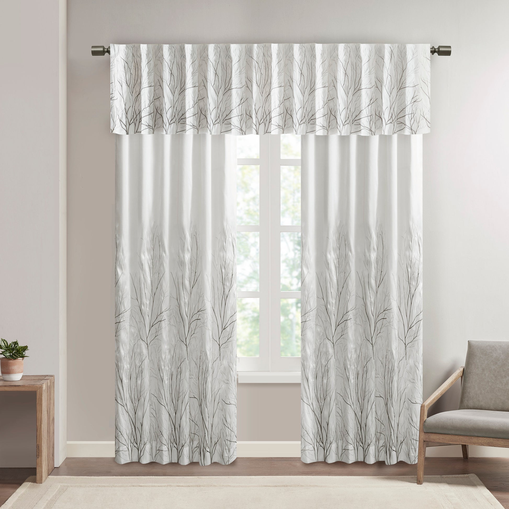 Madison Park Faux Silk Embroidered Window Valance