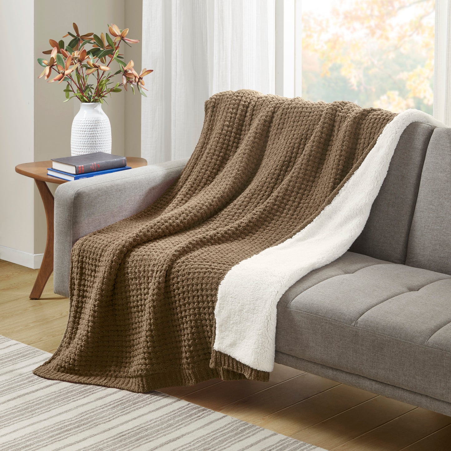 Madison Park Waffle Knit Chenille Throw