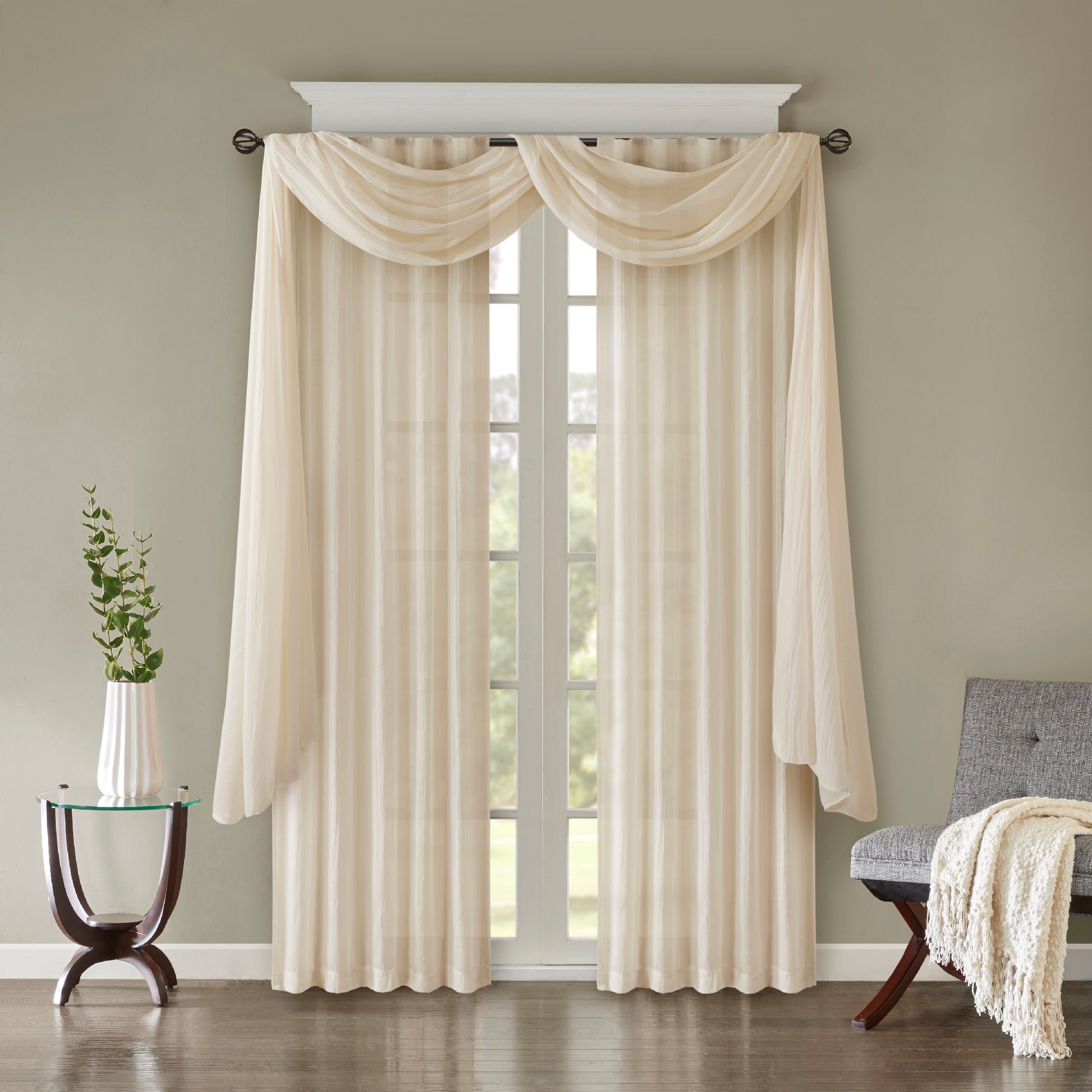 Madison Park Solid Crushed Curtain Panel Pair