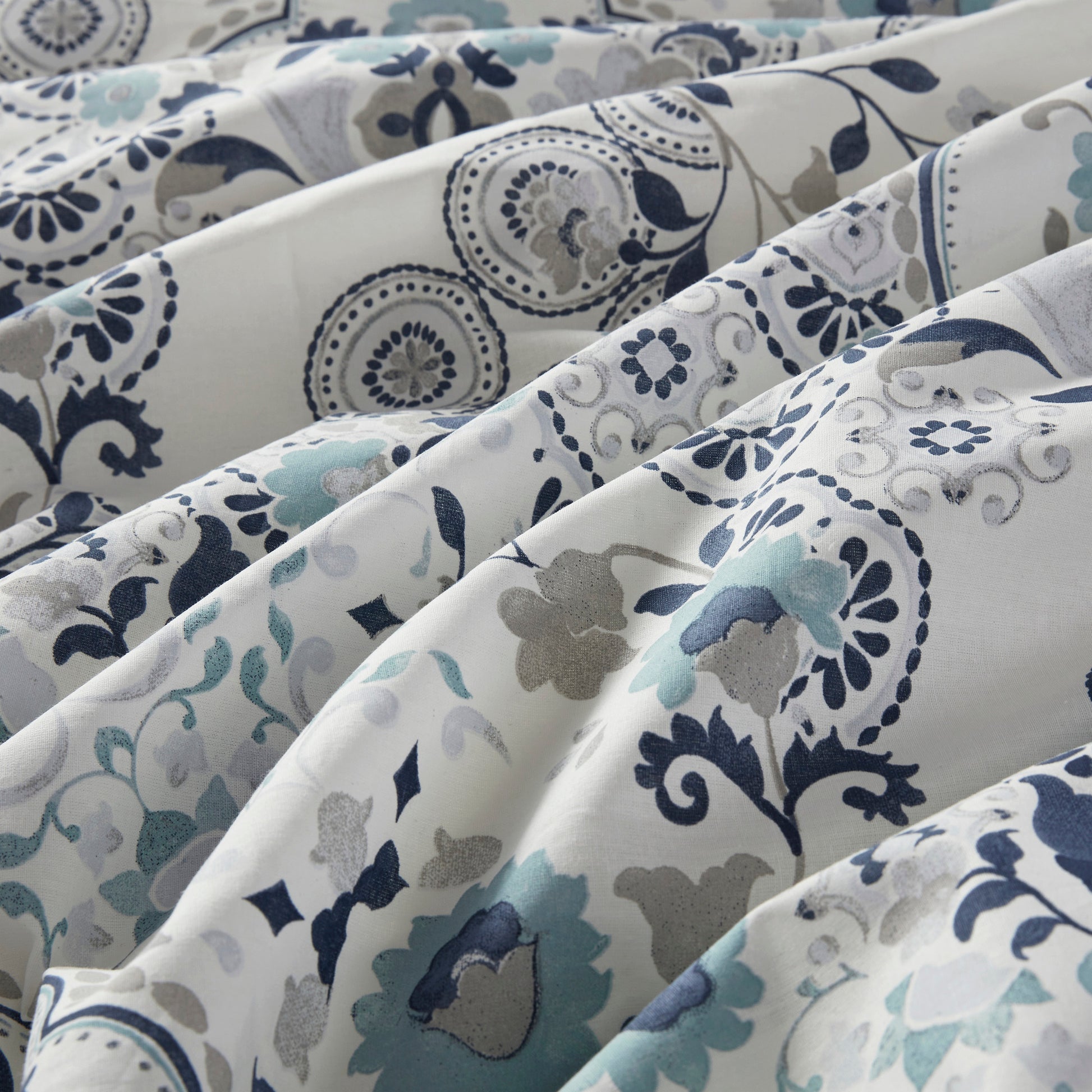 Madison Park 3 Piece Floral Printed Cotton Comforter Set