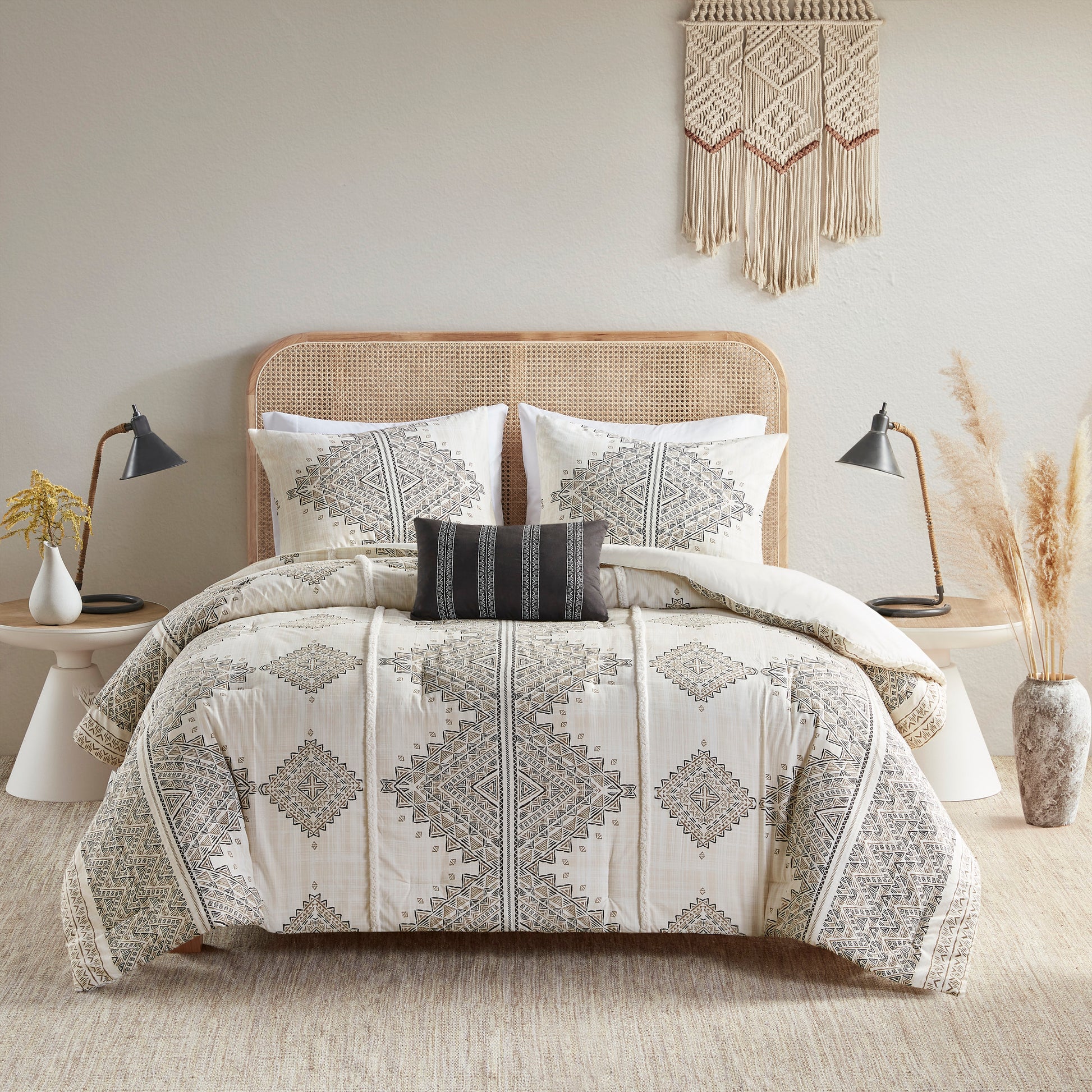 Madison Park 4 Piece Printed Duvet Cover Set with Throw Pillow
