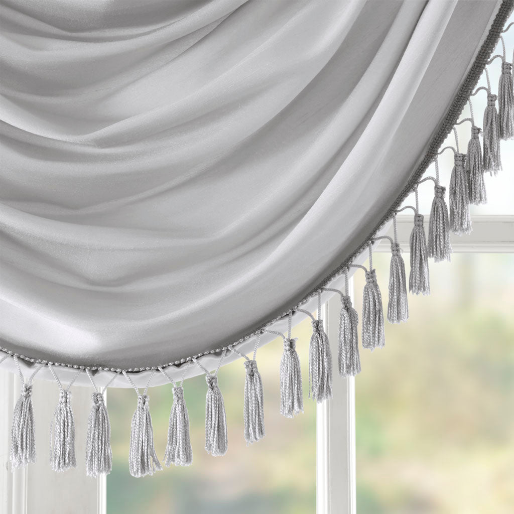 Madison Park Faux Silk Waterfall Embellished Valance