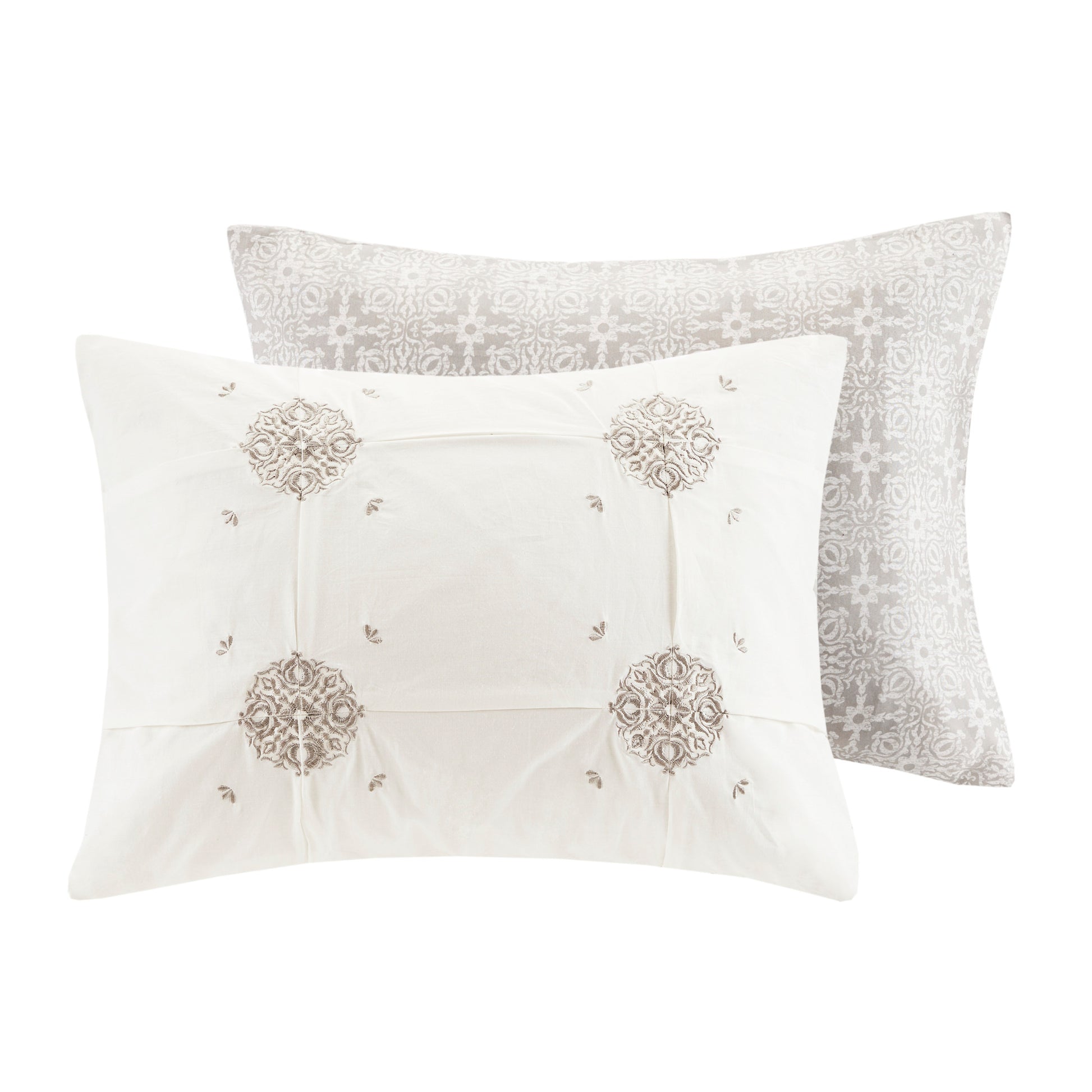 Madison Park 4 Piece Embroidered Cotton Reversible Duvet Cover Set