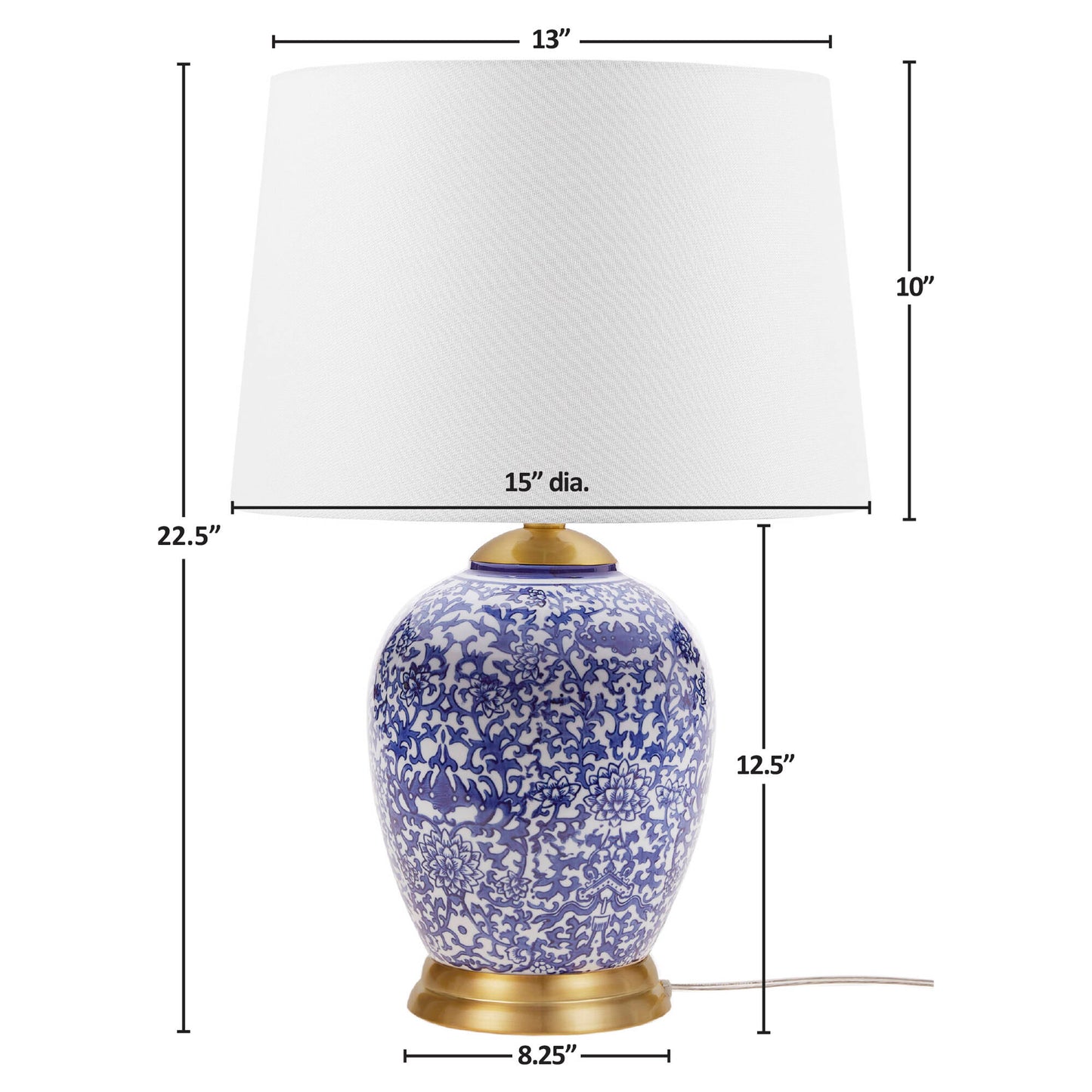 Hampton Hill Blue Ceramic Ginger Jar Table Lamp