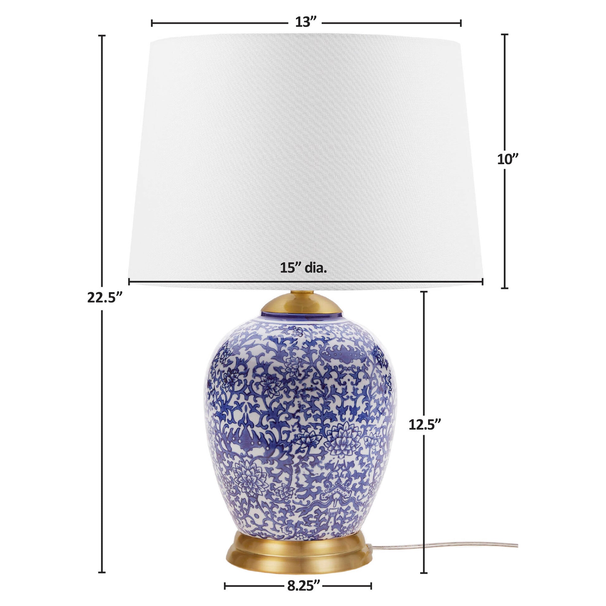 Hampton Hill Blue Ceramic Ginger Jar Table Lamp