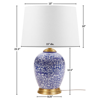 Hampton Hill Blue Ceramic Ginger Jar Table Lamp