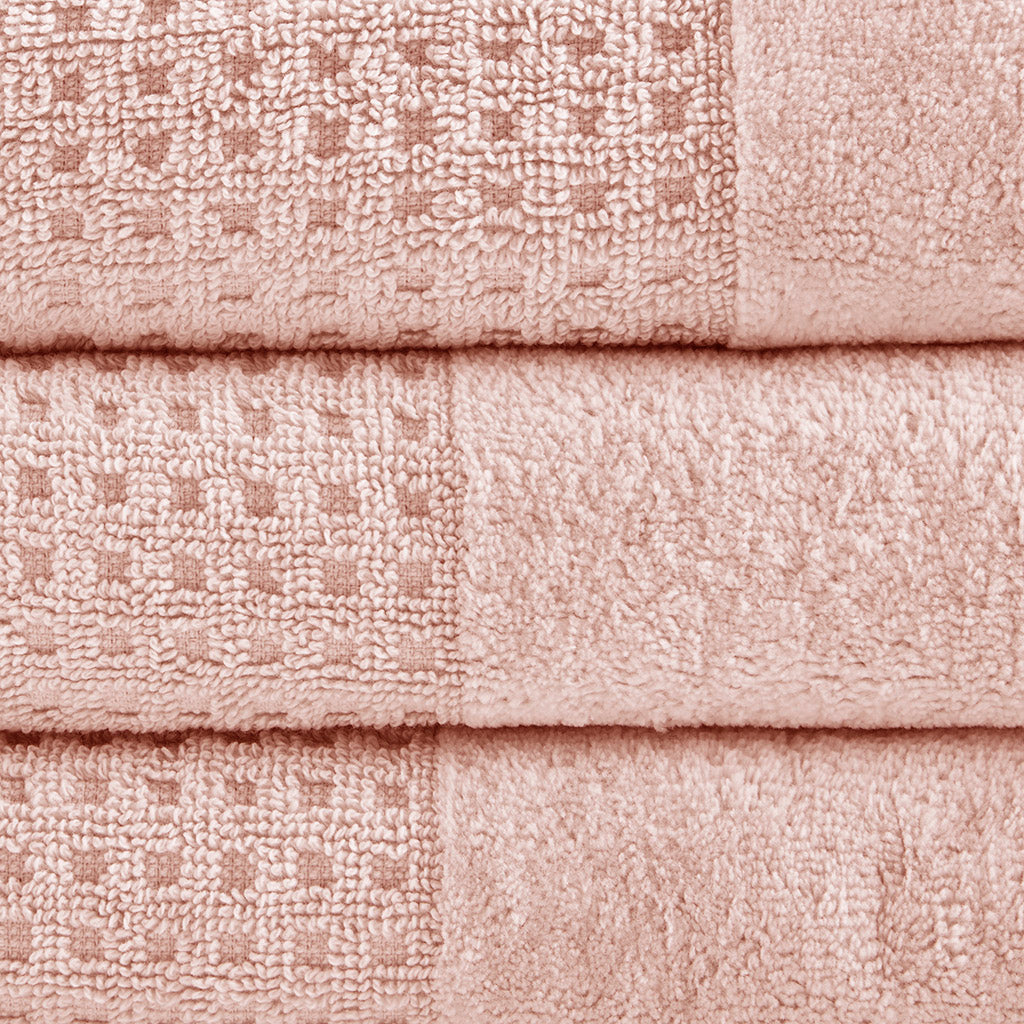 Madison Park Cotton Waffle Jacquard Antimicrobial Bath Towel 6 Piece Set