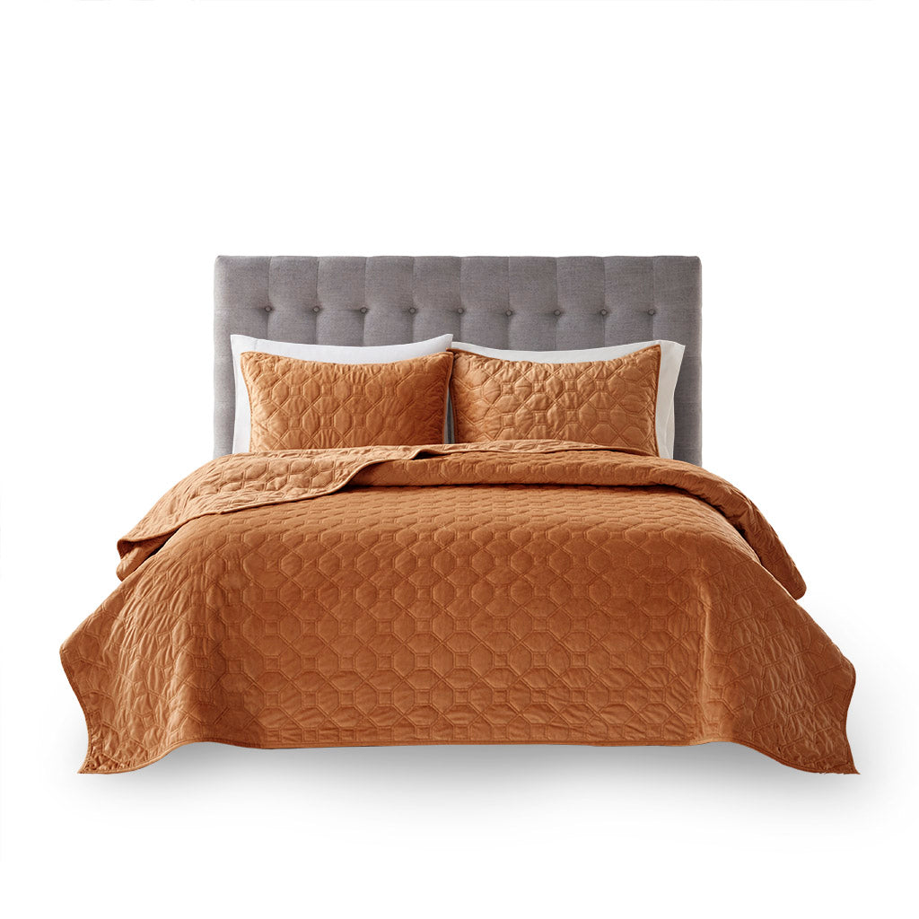 Madison Park 3 Piece Velvet Quilt Set