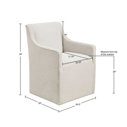 Madison Park Skirted Dining Arm Chair with Casters