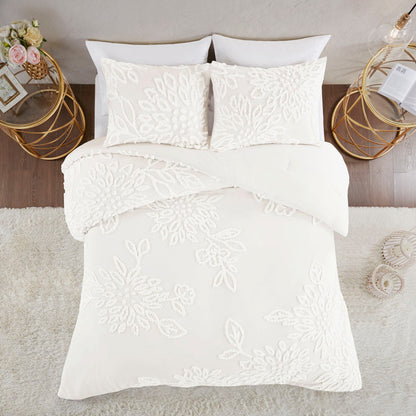 Madison Park 3 Piece Tufted Cotton Chenille Floral Comforter Set