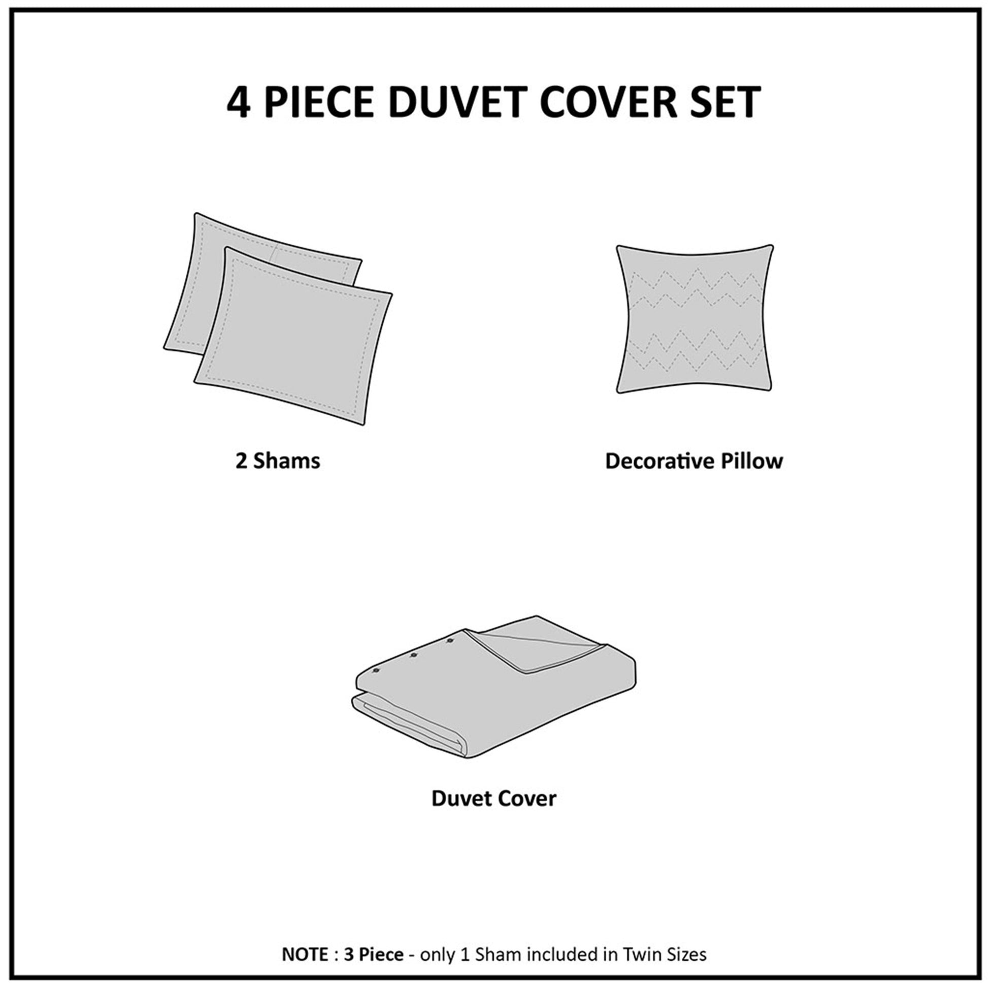 Madison Park 4 Piece Cotton Seersucker Duvet Cover Set