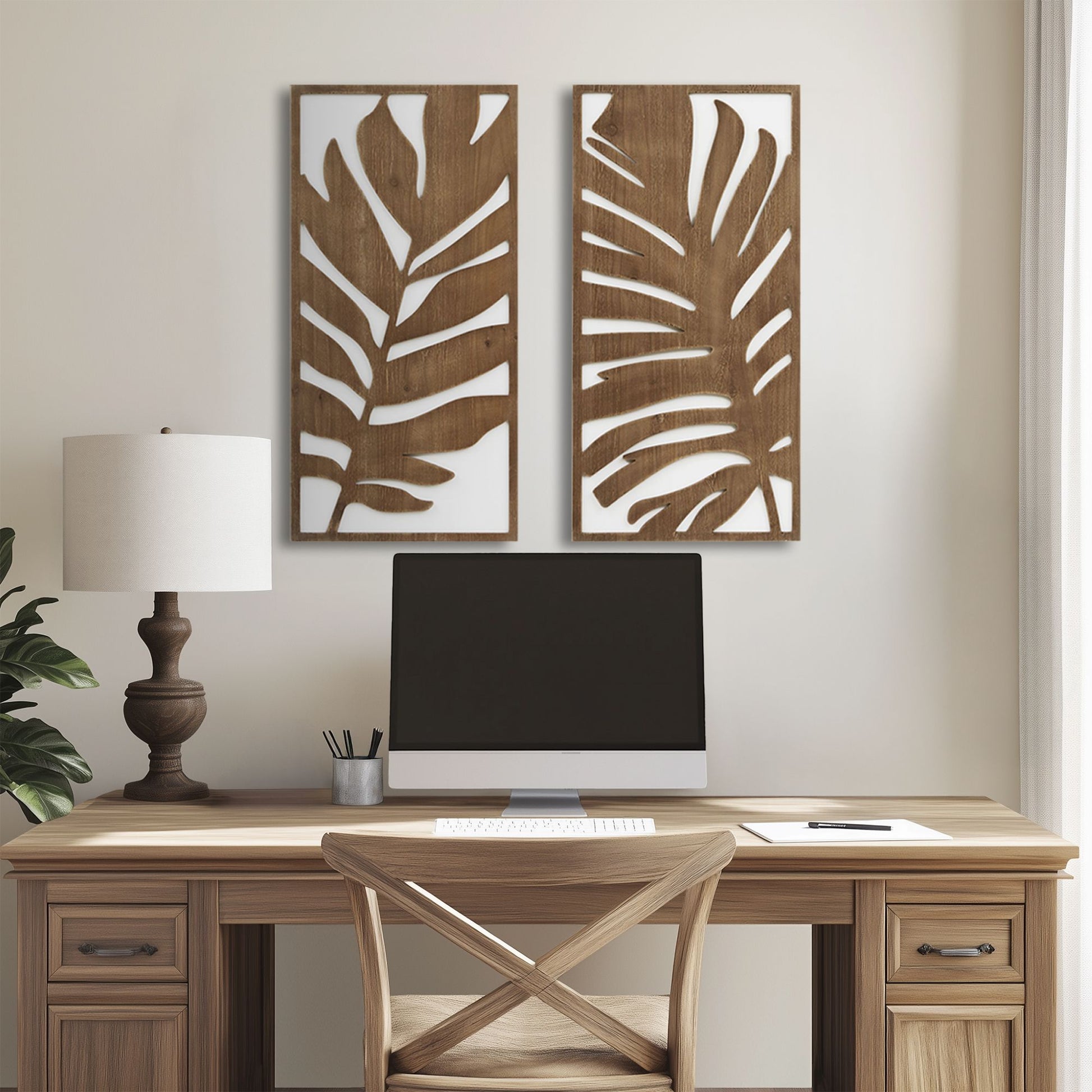 Madison Park Birch Botanical Two-tone 2-piece Wood Panel Wall Decor Set