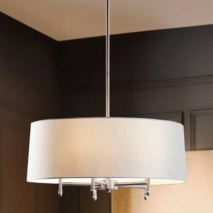 Hampton Hill Presidio 5-Light Dimmable Chandelier with Drum-shaped Fabric Shade & Adjustable Height
