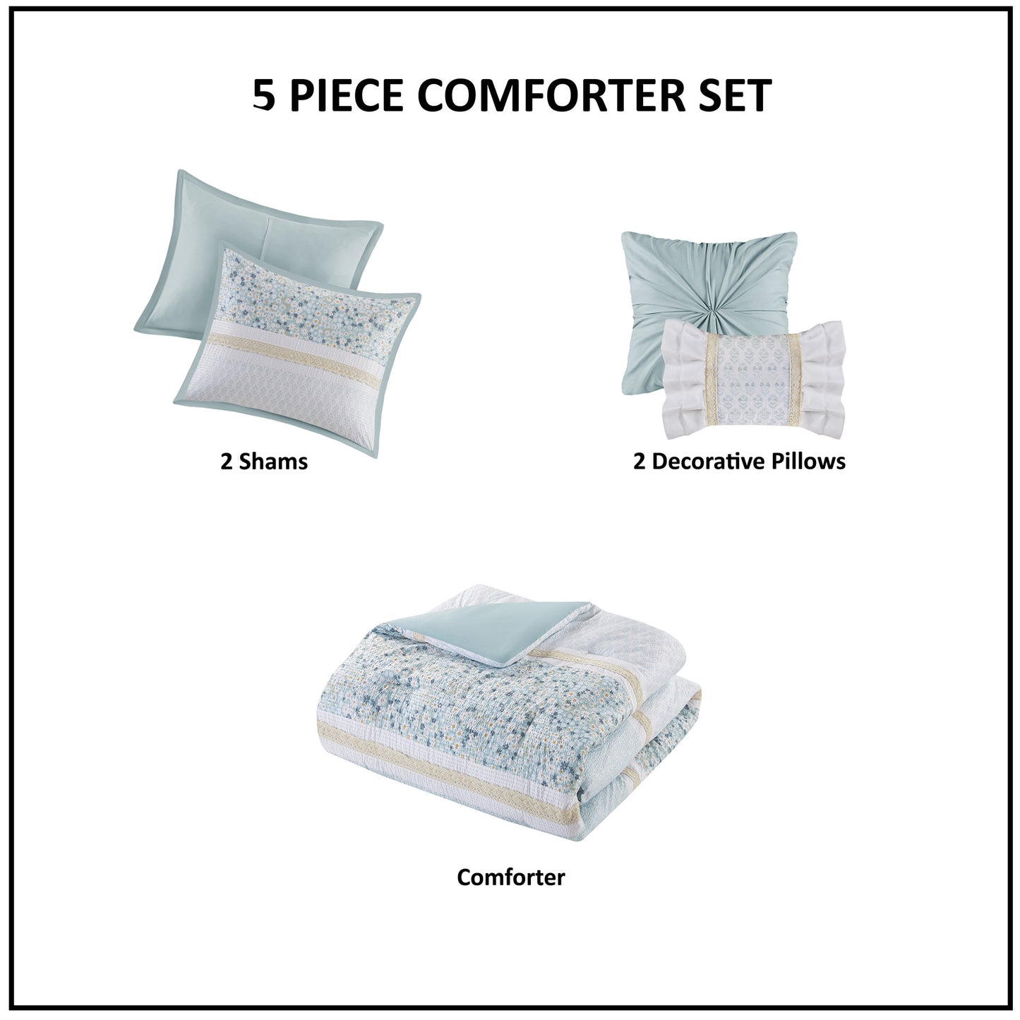 Madison Park 5 Piece Seersucker Comforter Set with Throw Pillows