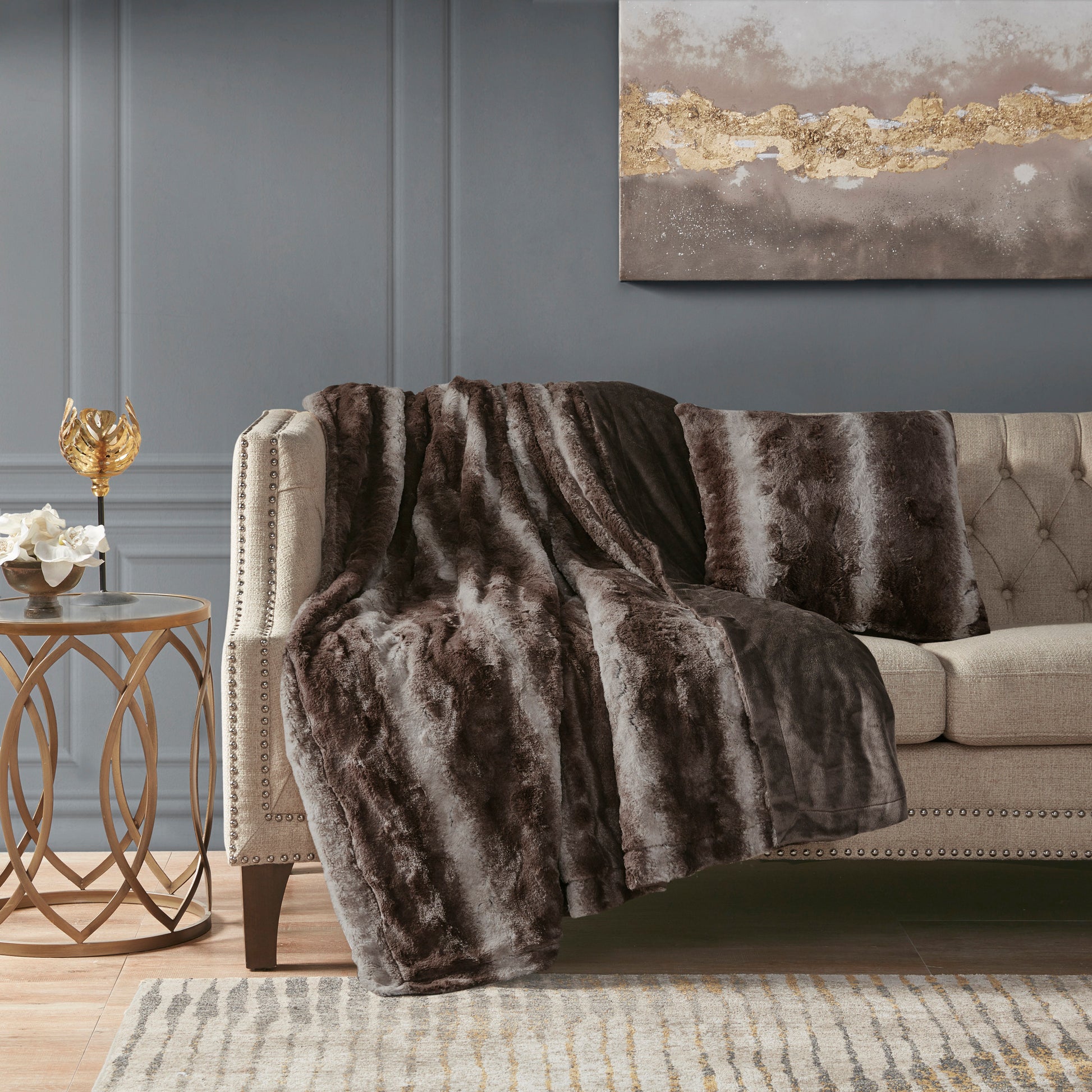 Madison Park Faux Fur Square Pillow