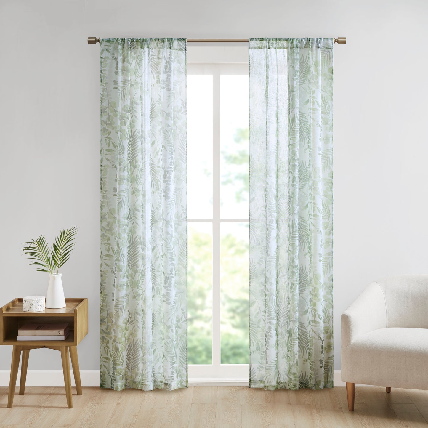 Madison Park Botanical Printed Texture Sheer Window Pair