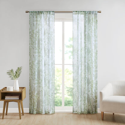 Madison Park Botanical Printed Texture Sheer Window Pair