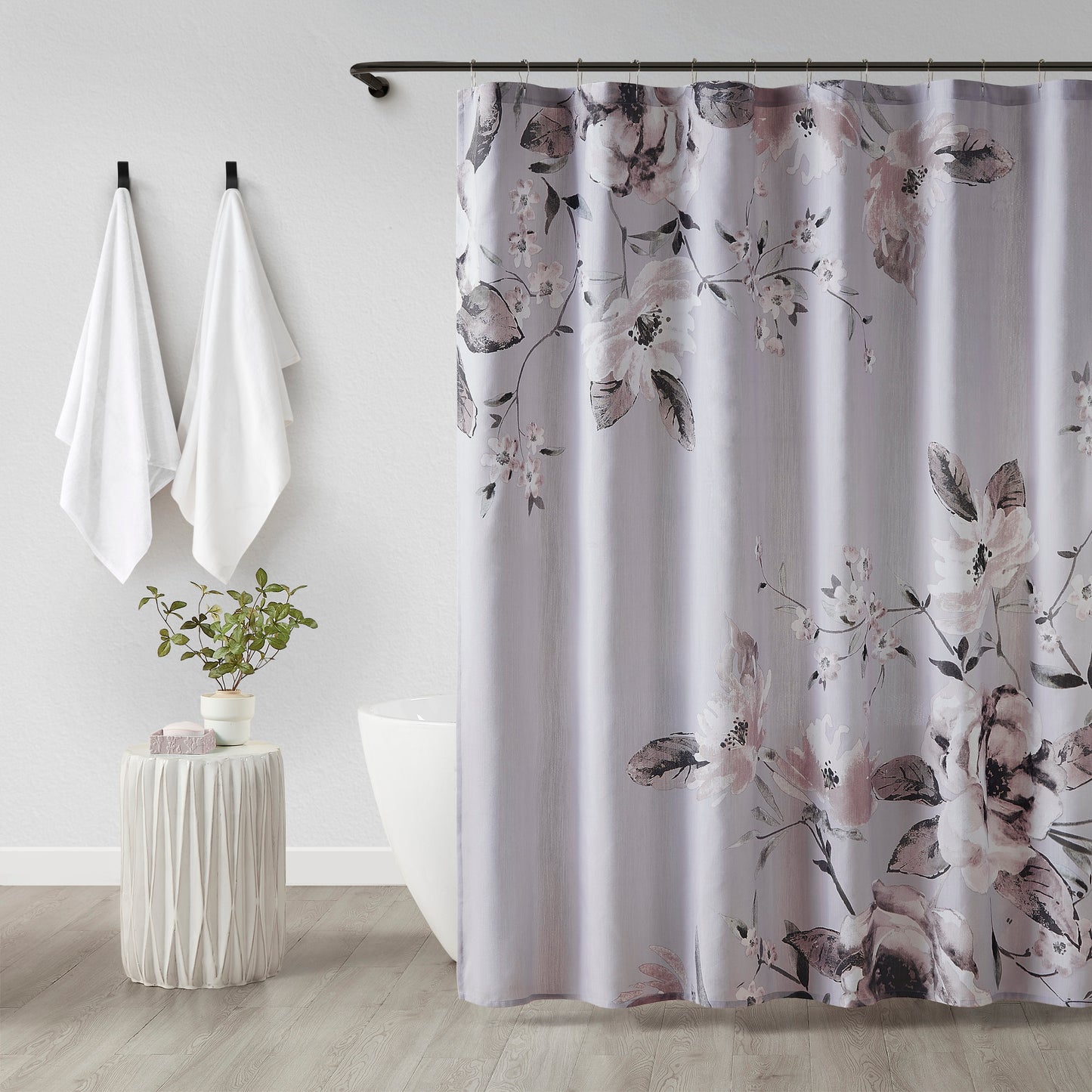 Madison Park Floral Printed Cotton Shower Curtain