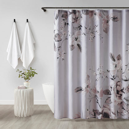 Madison Park Floral Printed Cotton Shower Curtain