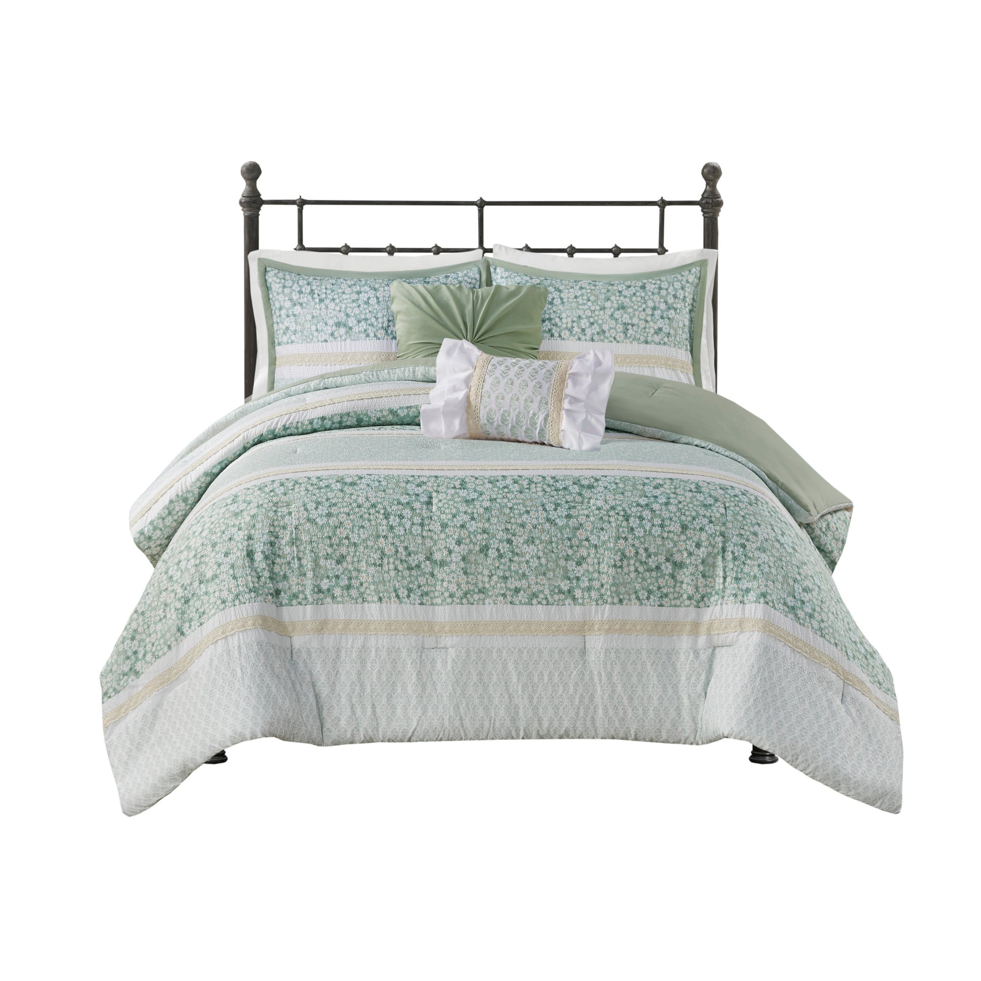 Madison Park 5 Piece Seersucker Comforter Set with Throw Pillows
