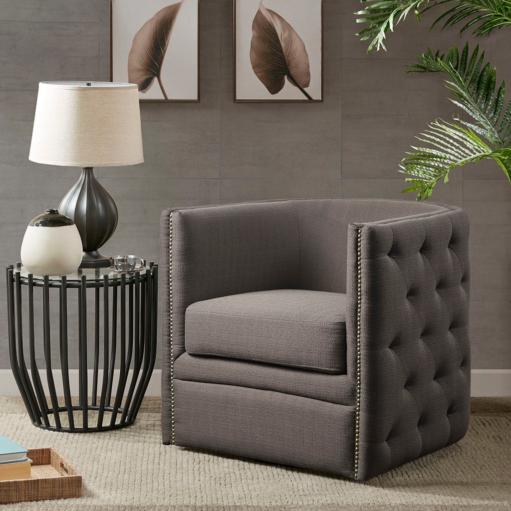 Madison Park Tufted Barrel Swivel Chair