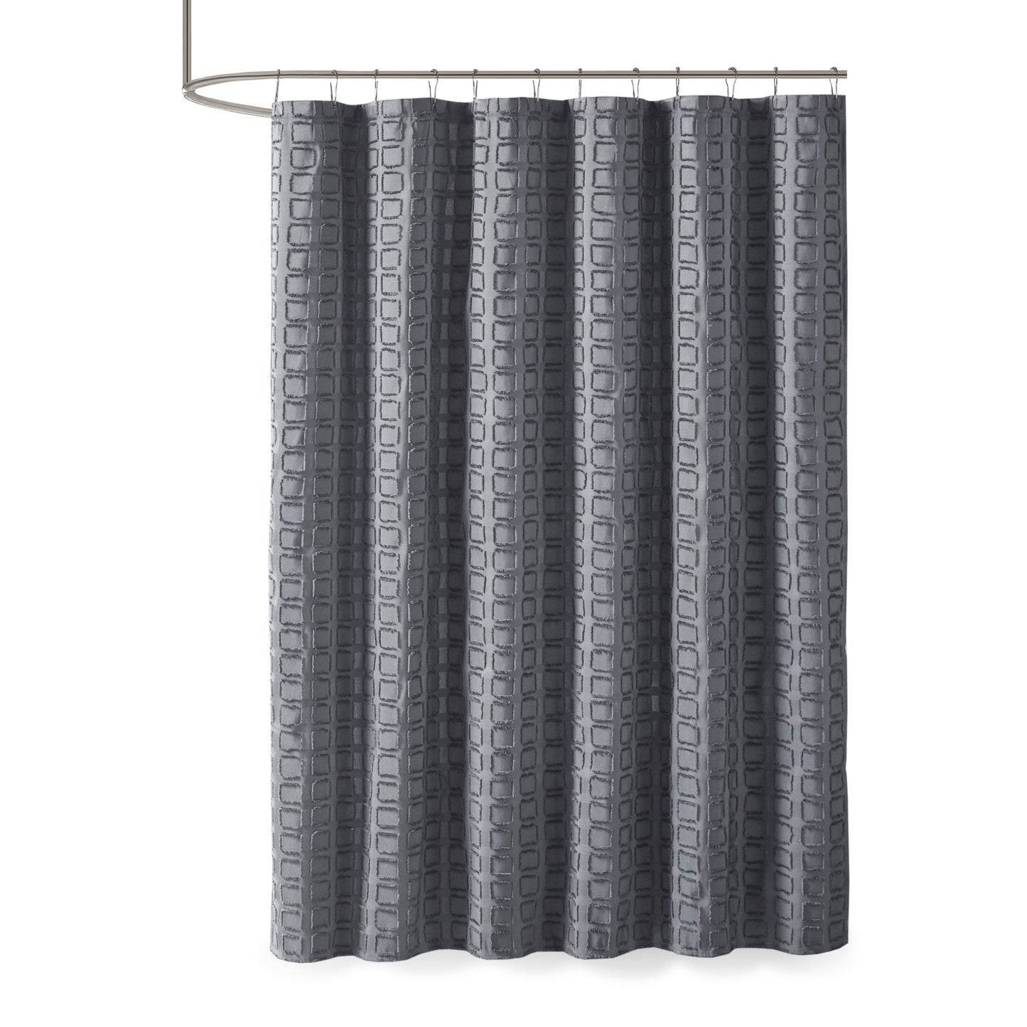 Madison Park Woven Clipped Solid Shower Curtain