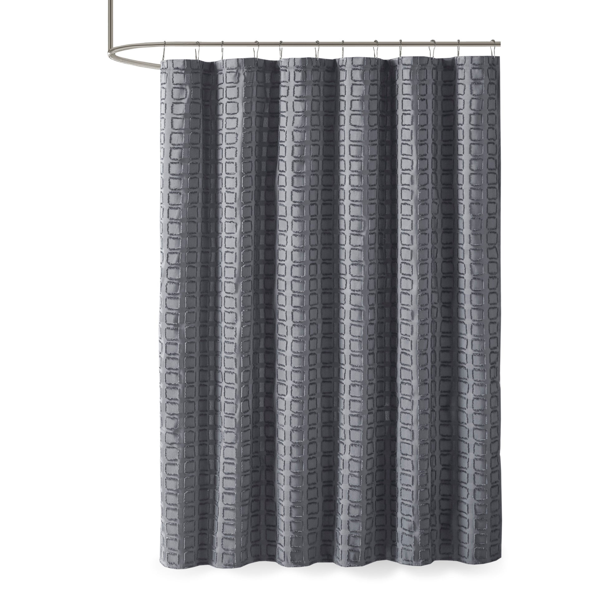 Madison Park Woven Clipped Solid Shower Curtain