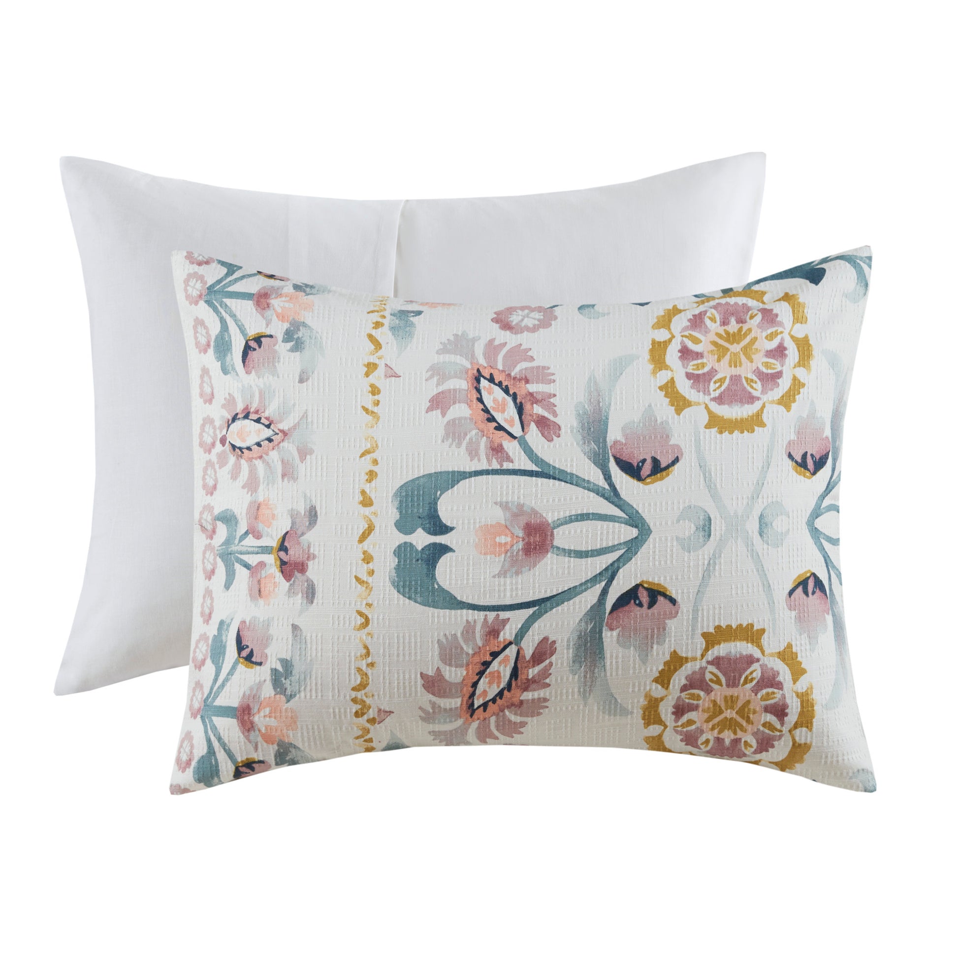 Madison Park 4 Piece Floral Comforter Set with Throw Pillow