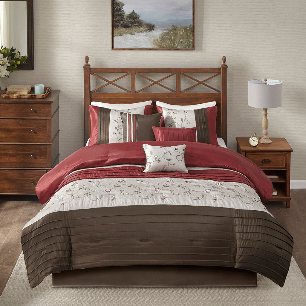 Madison Park Embroidered 7 Piece Comforter Set