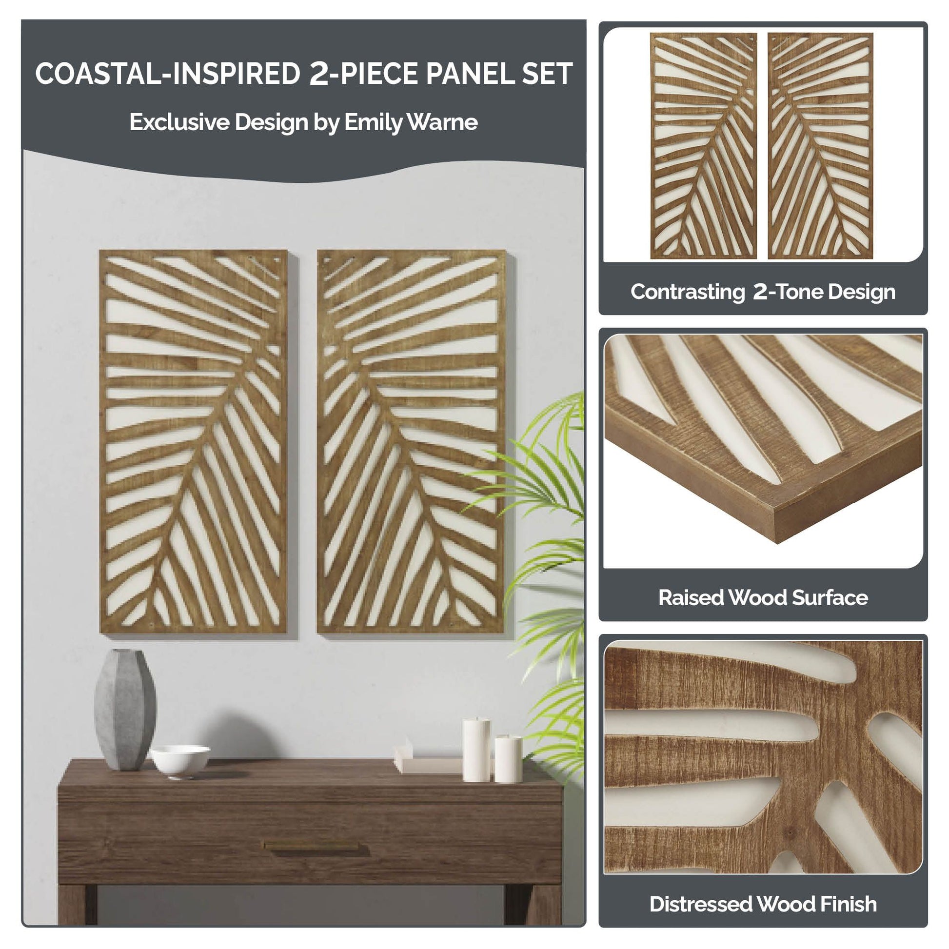 Madison Park Two-tone 2-piece Wood Panel Wall Decor Set