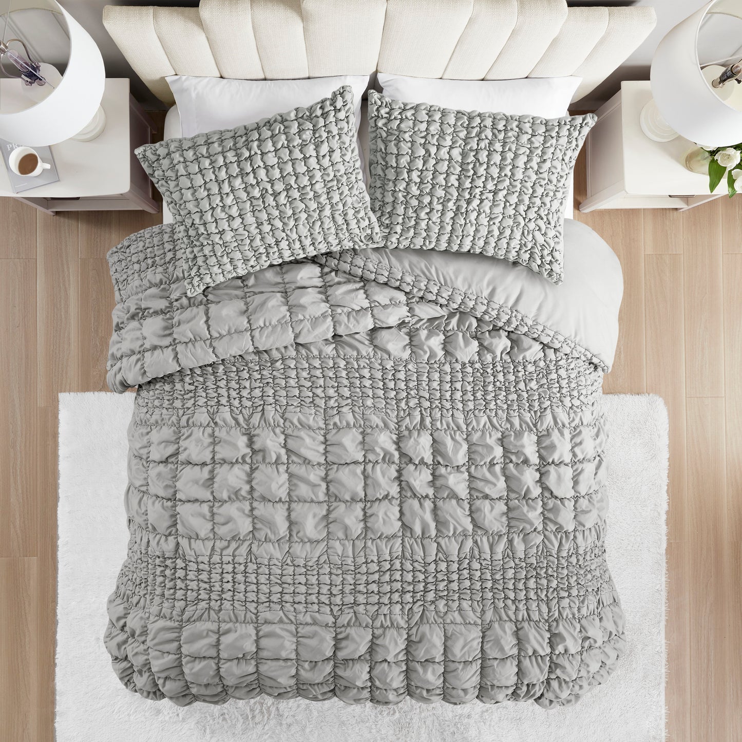 Madison Park 3 Piece Stripe Ruched Comforter Set