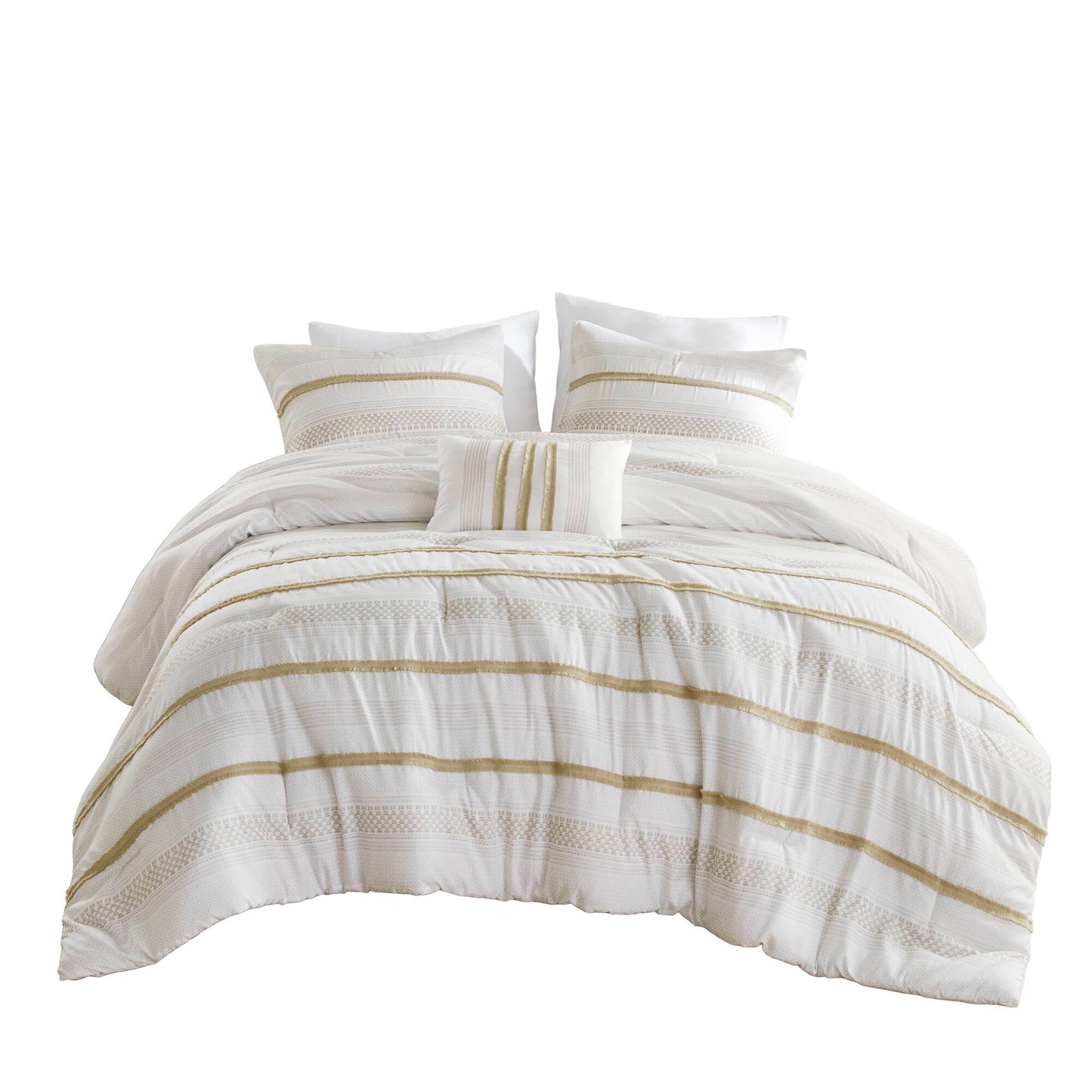 Madison Park 7 Piece Stripe Comforter and Quilt Set