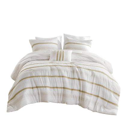 Madison Park 7 Piece Stripe Comforter and Quilt Set