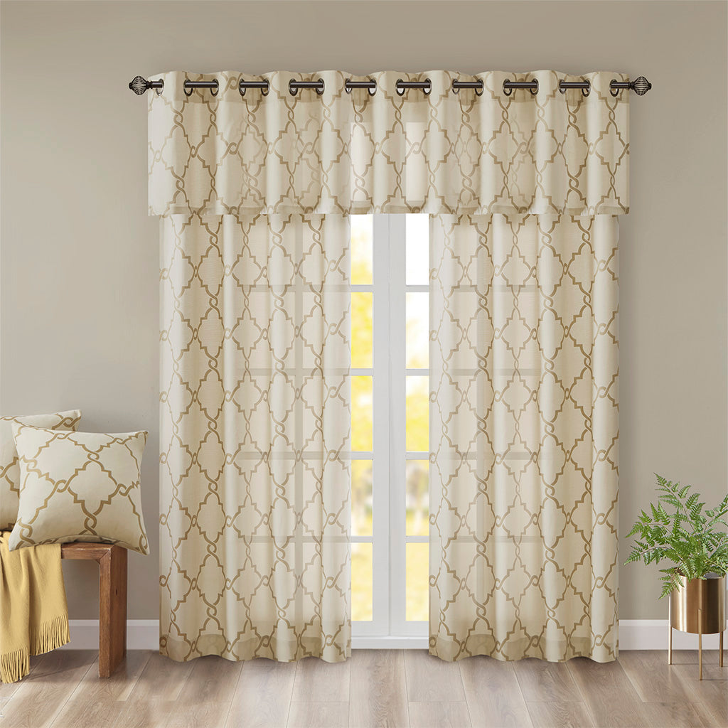 Madison Park Fretwork Print Grommet Top Window Curtain Panel