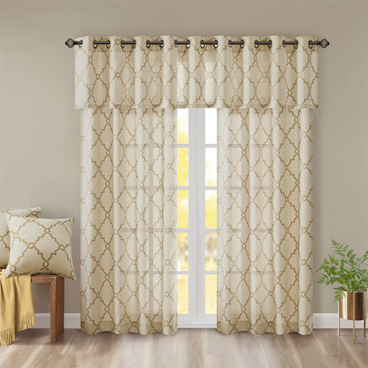 Madison Park Fretwork Print Grommet Top Window Curtain Panel