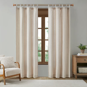 Beals Faux Linen Tab Top Fleece Lined Curtain Panel