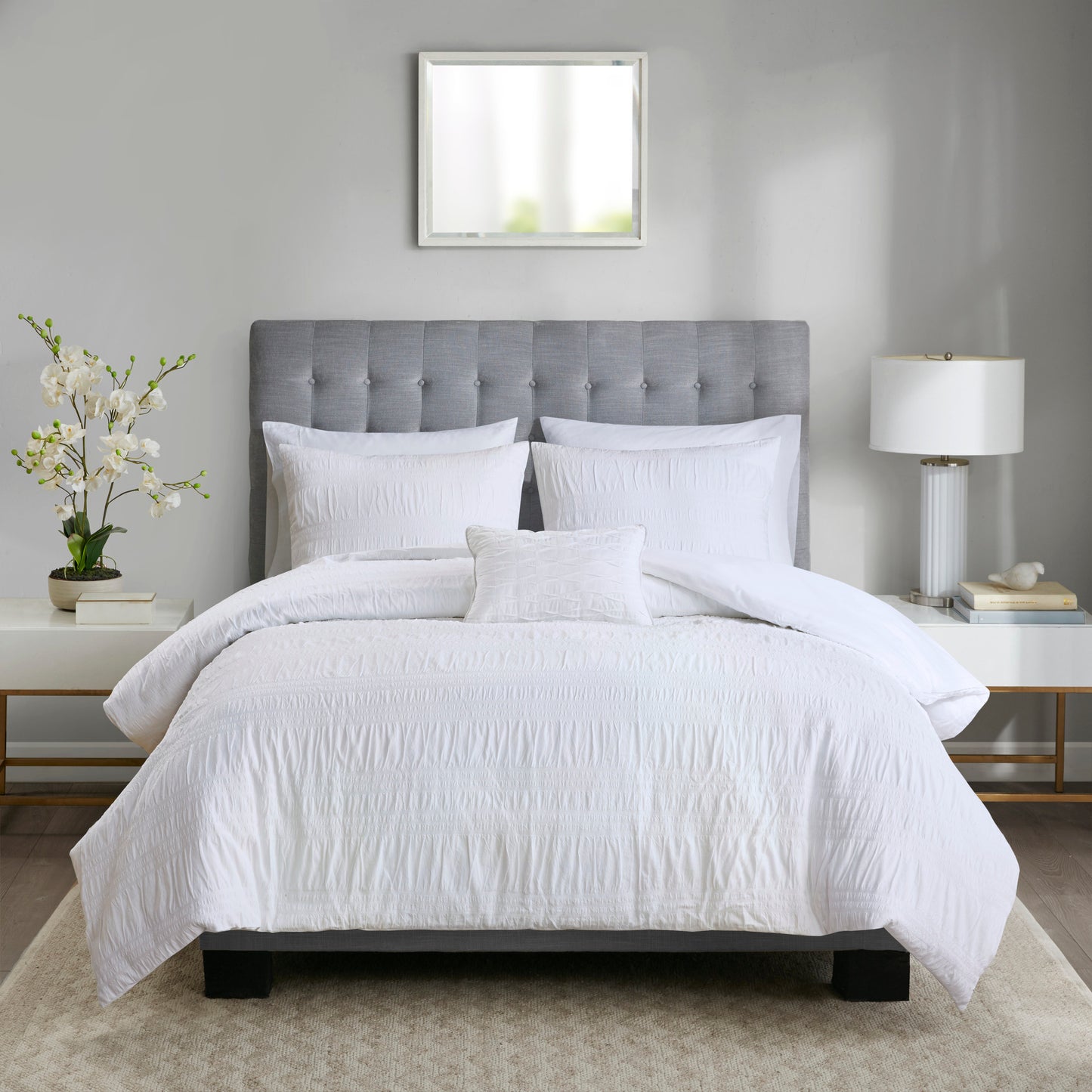 Madison Park 4 Piece Cotton Seersucker Duvet Cover Set