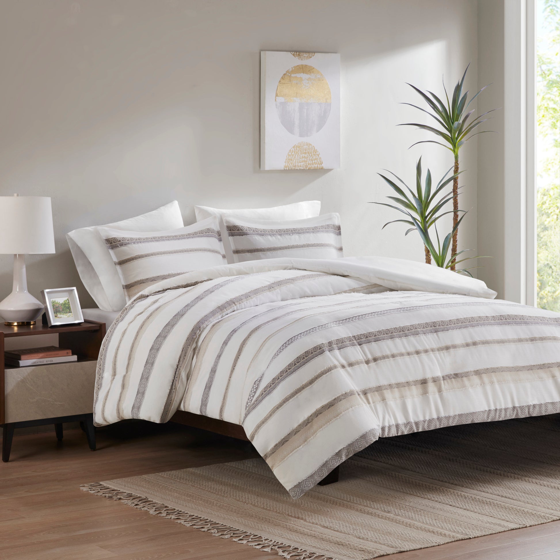 Madison Park 3 Piece Clipped Jacquard  Duvet Cover Set