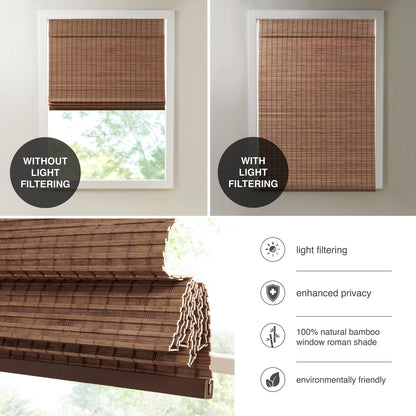 Madison Park Bamboo Light Filtering Roman Shade 64"L