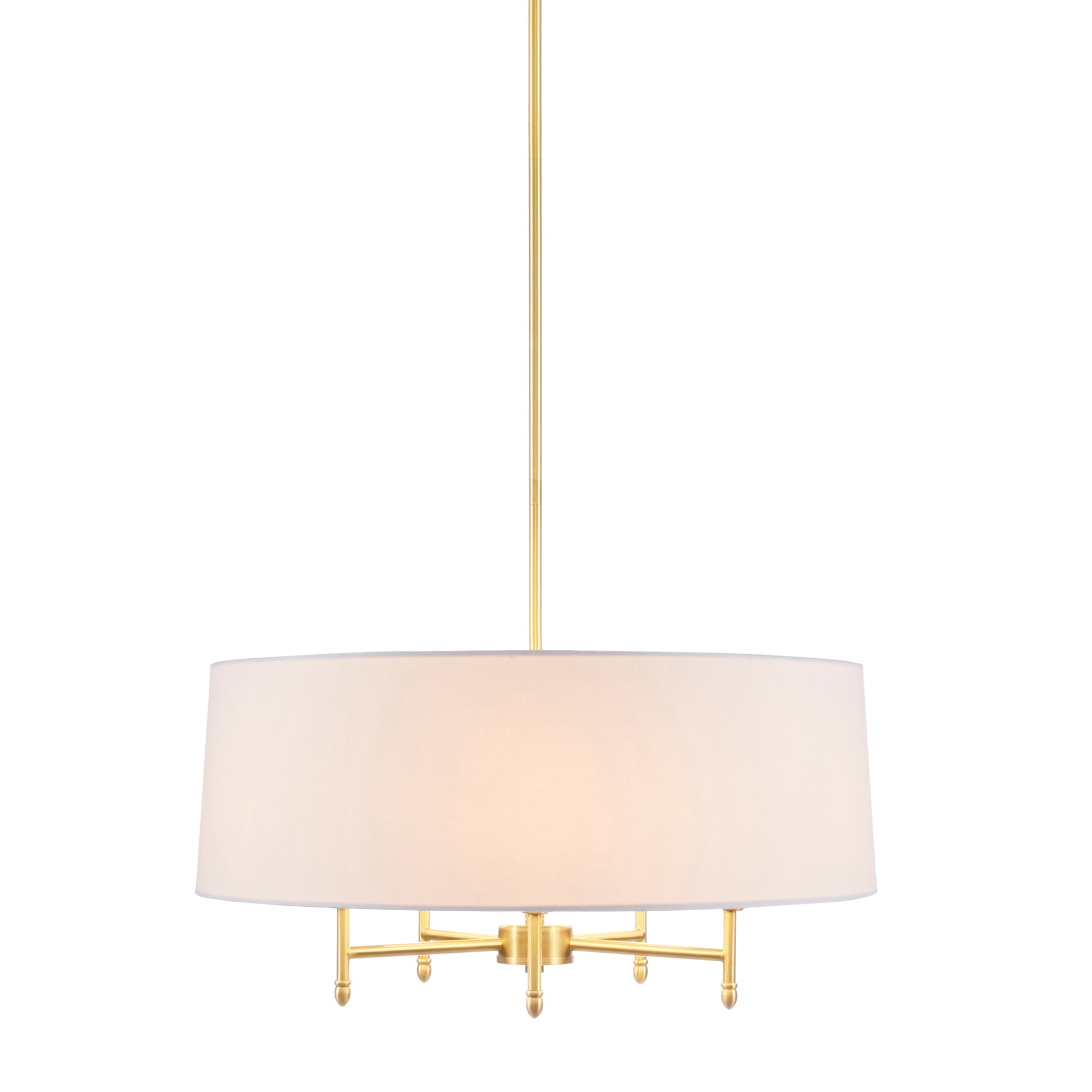 Hampton Hill Presidio 5-Light Dimmable Chandelier with Drum-shaped Fabric Shade & Adjustable Height
