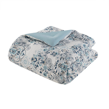 Madison Park 3 Piece Floral Printed Cotton Comforter Set