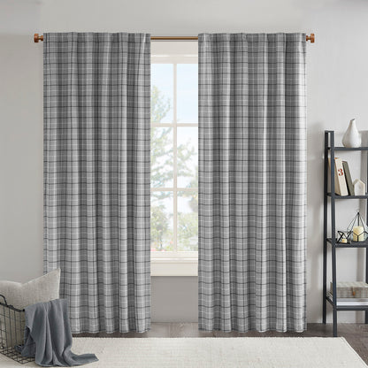 Madison Park Plaid Rod Pocket and Back Tab Curtain Panel with Fleece Lining