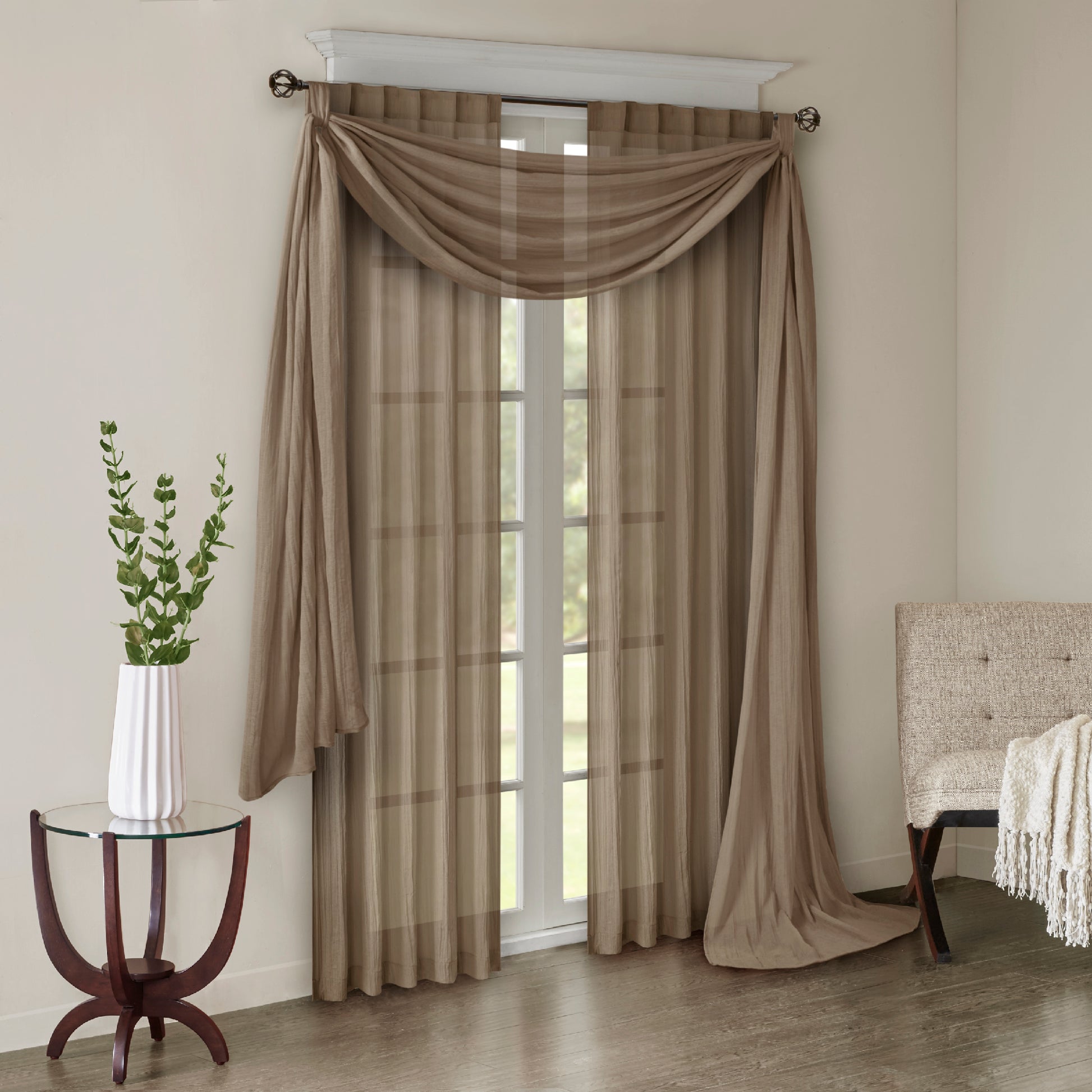 Madison Park Solid Crushed Curtain Panel Pair